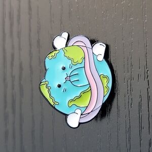 Planet Earth Cat Enamel Pin